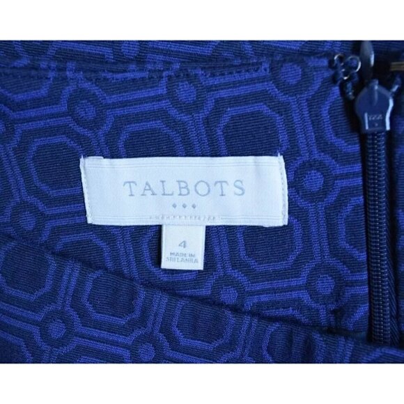 TALBOTS GEOMETRIC PRINT BLUE PENCIL SKIRT - Picture 6 of 7